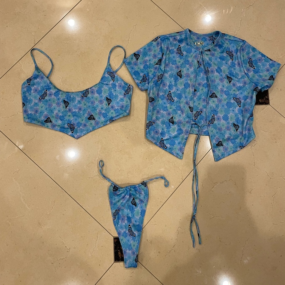 TIGER MIST | Blue Butterfly Bikini With Two Different Tops